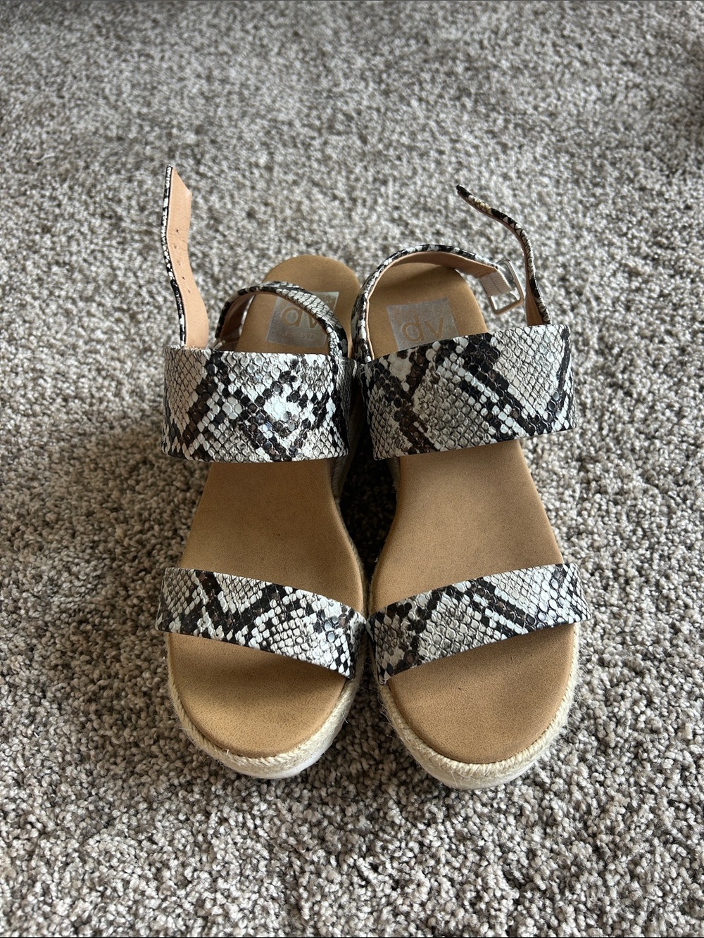 DV by Dolce Vita Snake-Print Espadrille Platform Sandals - White/Black/Tan